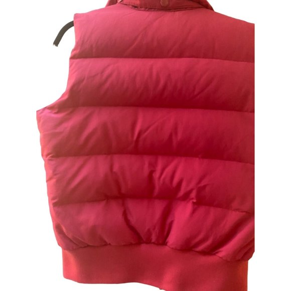 Quality BANANA REPUBLIC Women’s Pink Full Zip Snap Down Puffer Vest Snap Hood M - Picture 5 of 7